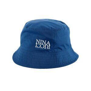 Nina Ricci Women's Small Blue Water Repellant Bucket Embroidered Cotton Hat NWT
